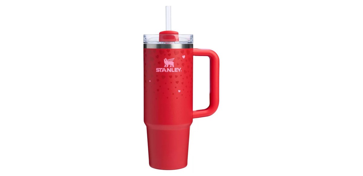 Stanley 30-oz Stainless Steel H2.0 Flowstate Quencher Tumbler - Valentine's Day in Ruby Hearts