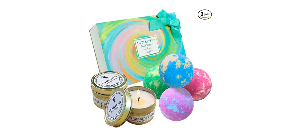 Best LA BELLEFEE Bath Bombs and Scented Candle Set