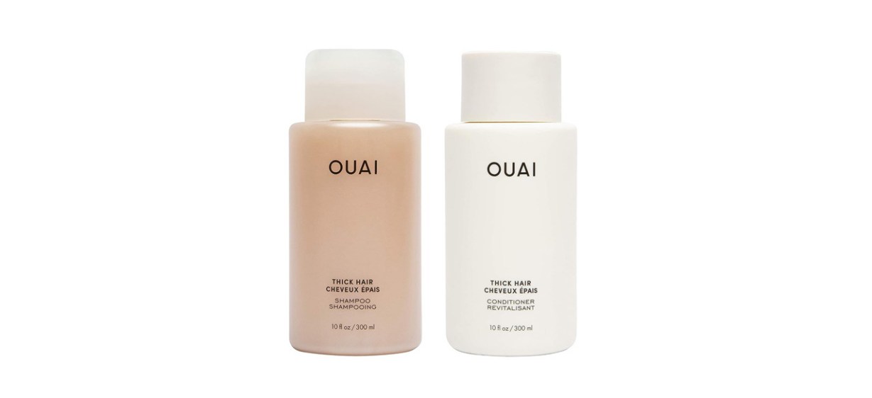 Ouai Thick Shampoo and Conditioner Set on white background