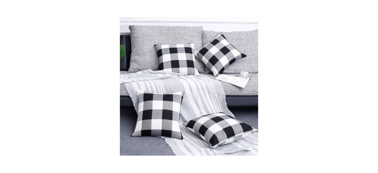Best Volcanics Buffalo Check Plaid Throw Pillow Covers