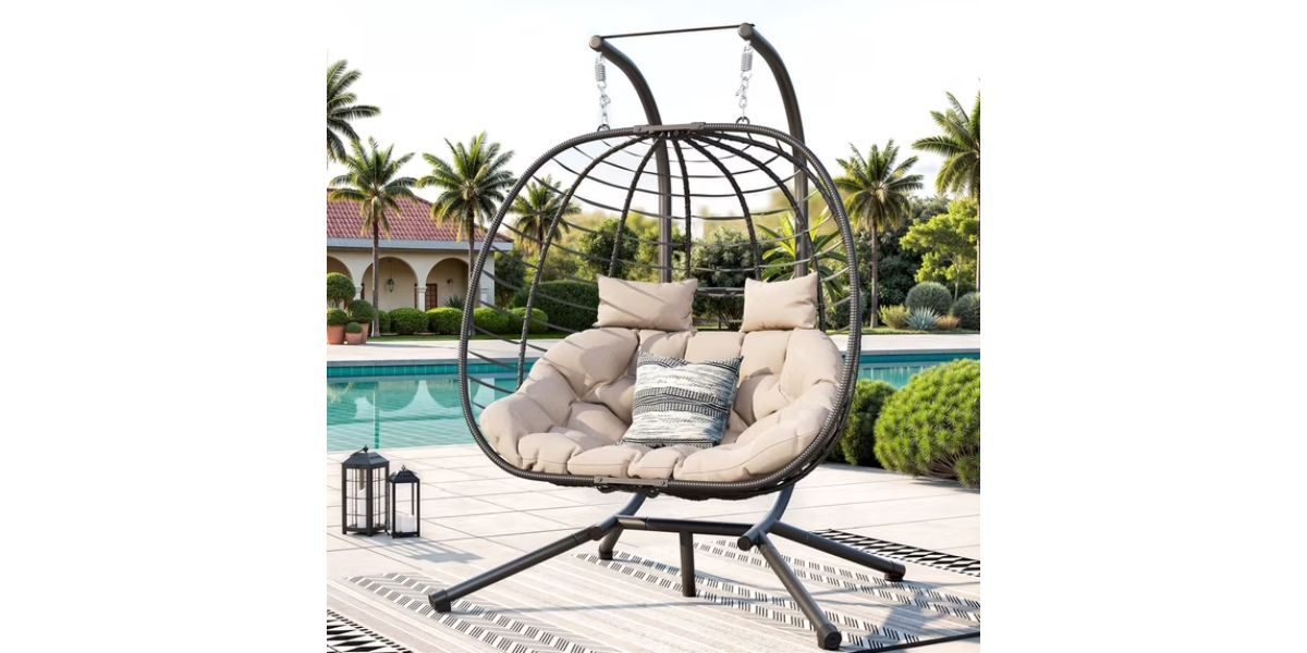 ELPOSUN Double Wicker Swing Egg Chair 