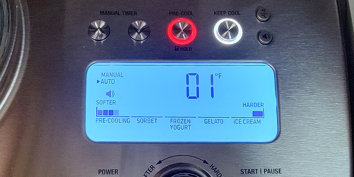 Breville Smart Scoop display with hardness settings Breville Smart Scoop display with hardness settings