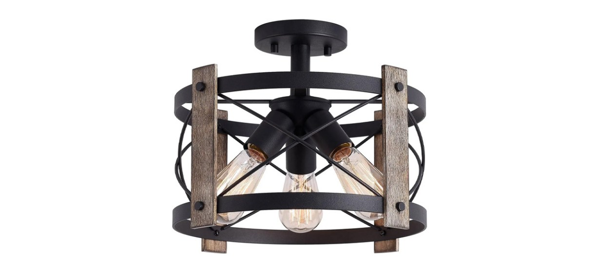 Home-Best Bargeni Flush Mount Rustic 3-Light Ceiling Fixture