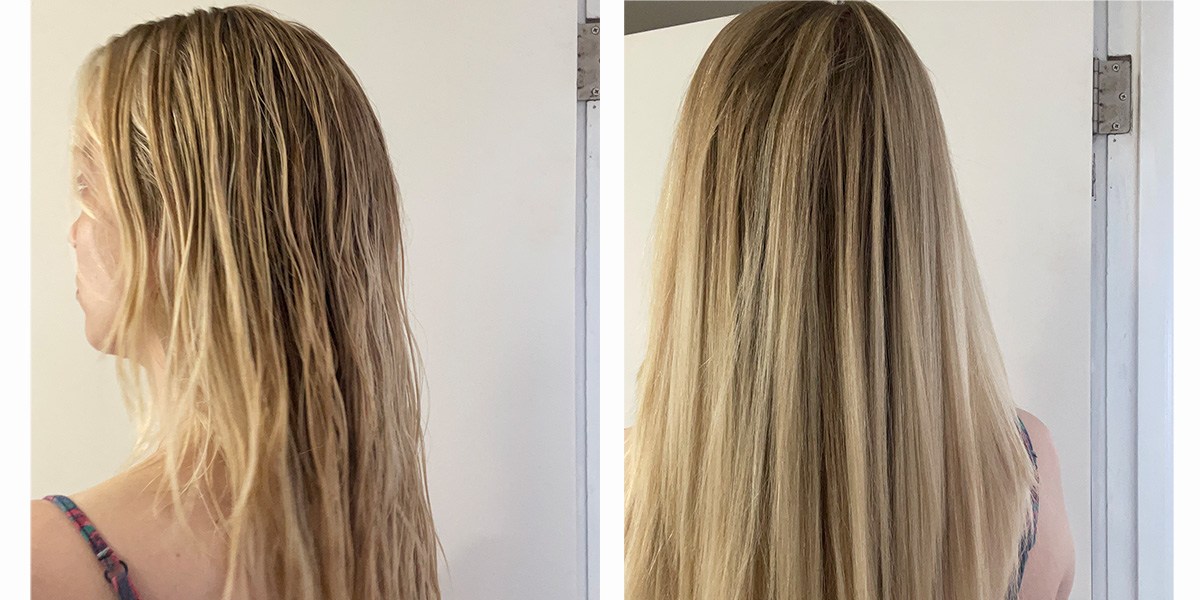 Collage with before and after images of hair styled with Conair InfinitiPro SmoothWrap Hair Dryer Collage with before and after images of hair styled with Conair InfinitiPro SmoothWrap Hair Dryer