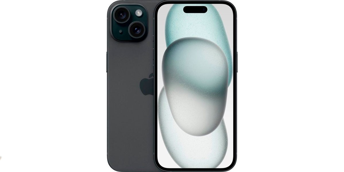 Pink iPhone 15 on white background