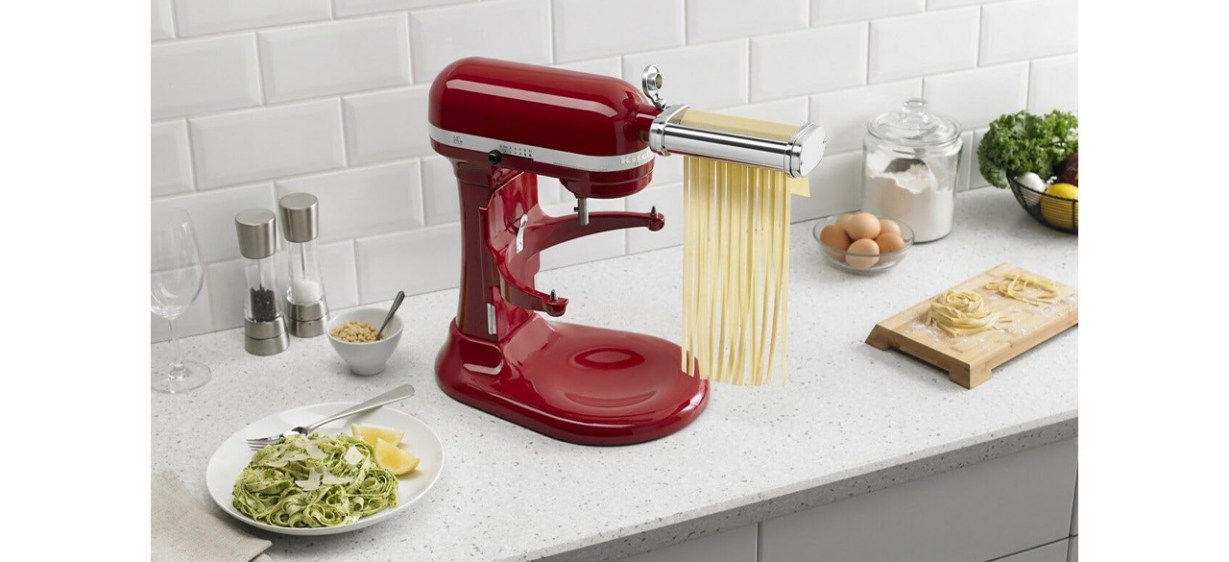KitchenAid Stand Mixer Attachment Pasta Roller &amp; Cutter on countertop