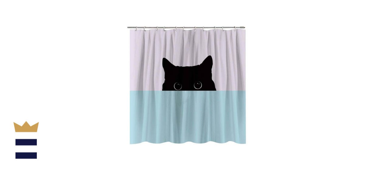Lierpit peeping black cat shower curtain