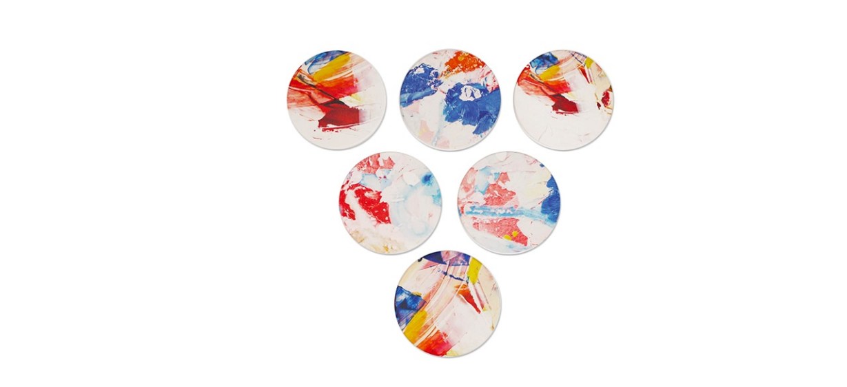 Set of 6 Abstract Painted Coasters