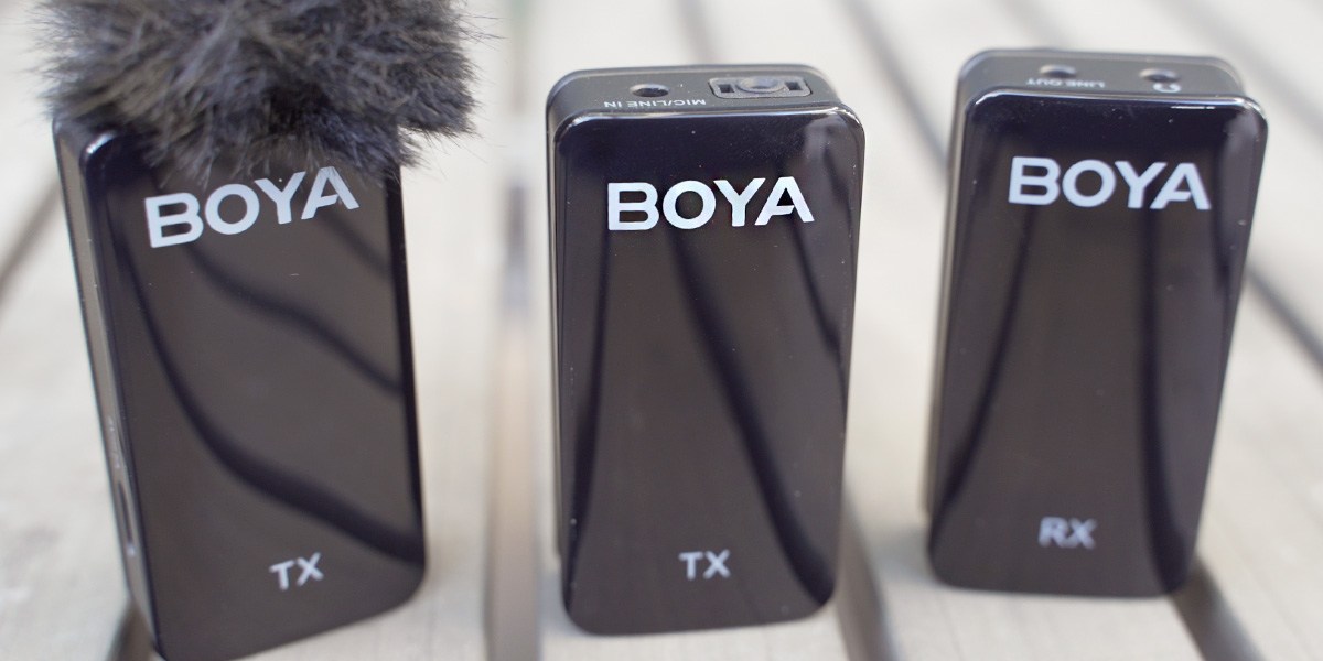 BOYA BY-XM6-S2 Microphone on light-colored table BOYA BY-XM6-S2 Microphone on light-colored table