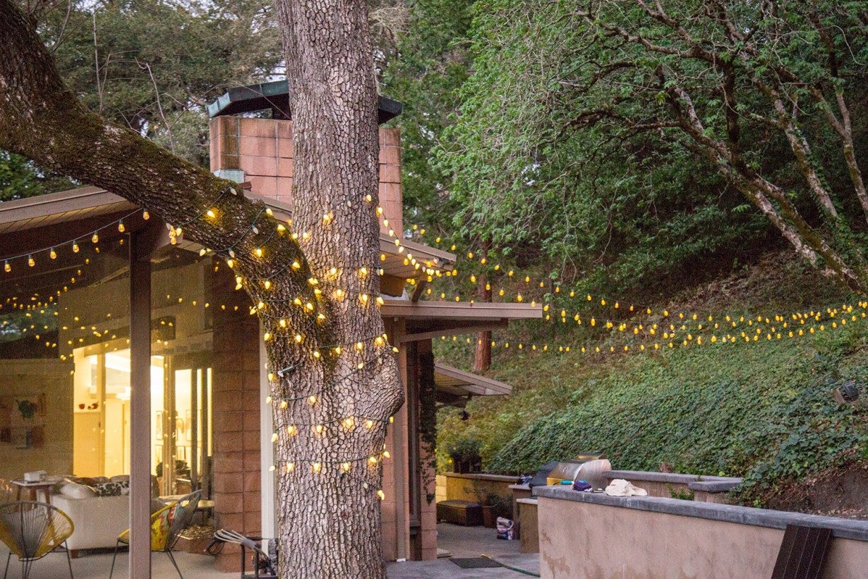 string lights outdoors lighting the night