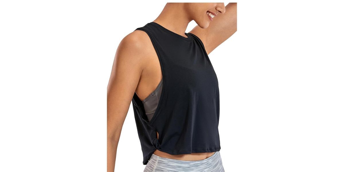 CRZ YOGA Pima Cotton Cropped Workout Tank Top