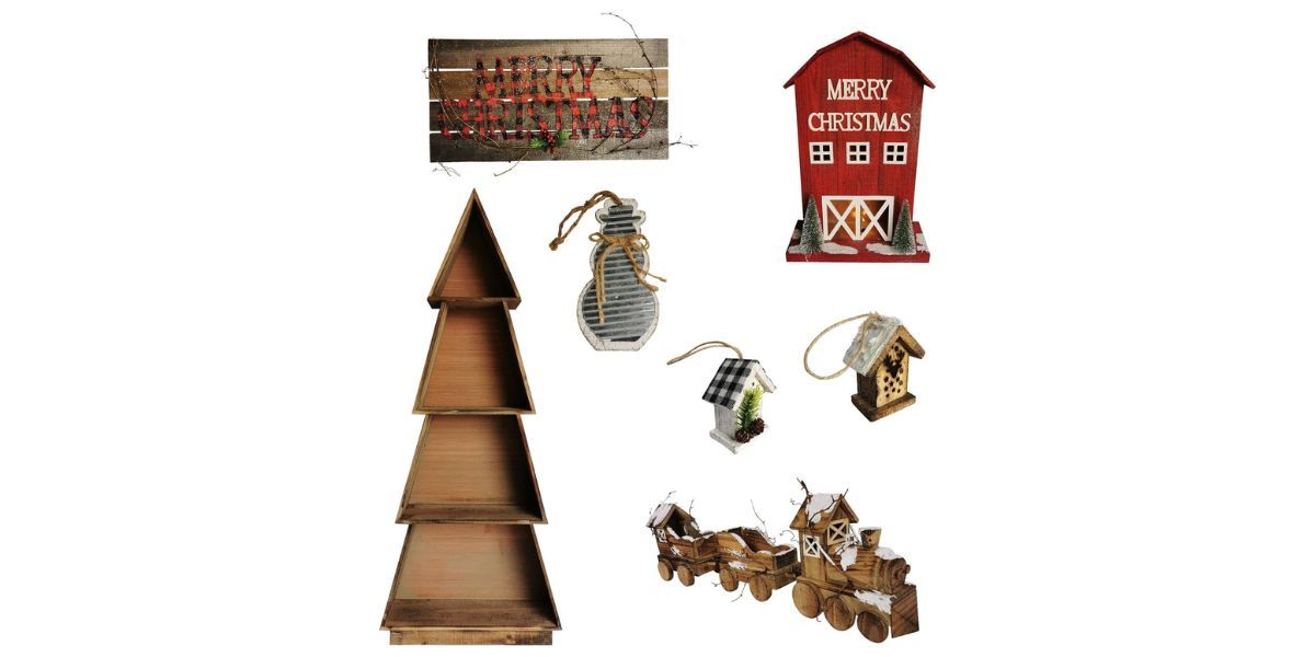 7 piece wooden christmas decor 7 piece wooden christmas decor