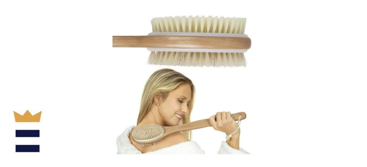 Vive Shower and Bath Brush with Dry Skin Exfoliator