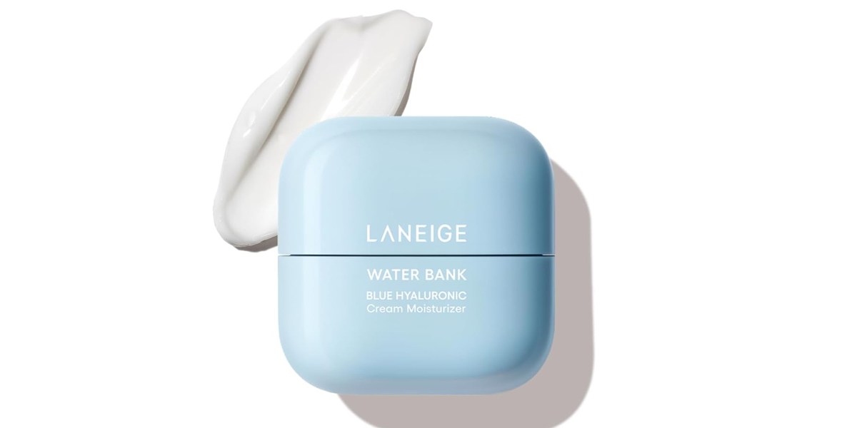 Laneige moisturizer in blue container on white background