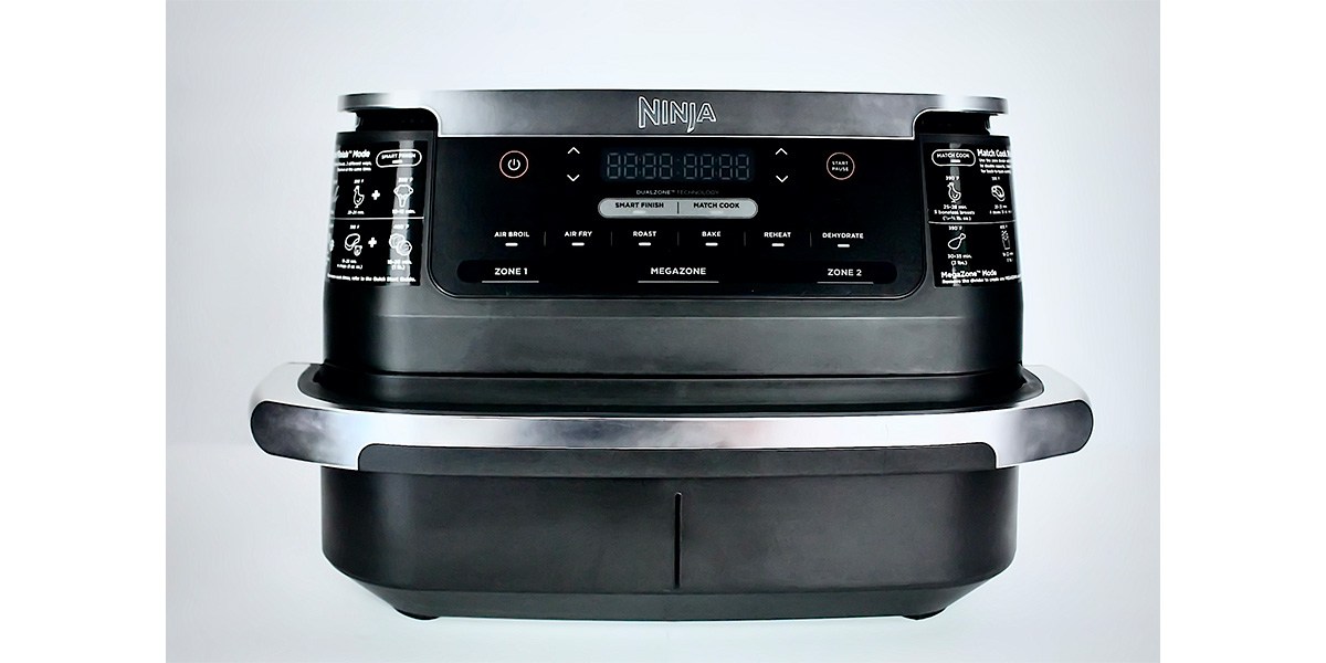 Ninja Foodi FlexBasket Air Fryer on gray background Ninja Foodi FlexBasket Air Fryer on gray background