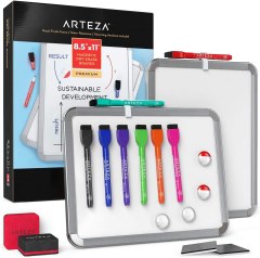 Arteza Magnetic Whiteboard 2-Pack with Pens, Magnets