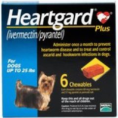 Heartgard Plus Chewable Tablets for Dogs, up to 25 Pounds