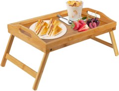 Pipishell Bamboo Bed Tray with Foldable Tray