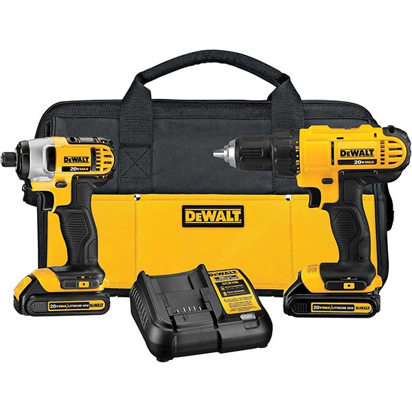 DEWALT 20V MAX Cordless Drill and Impact Driver Kit w/ 2 Batteries, Charger