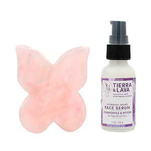 Beautyologie Tierra & Lava Chamomile & Myrrh Face Serum + Butterfly Gua Sha Set