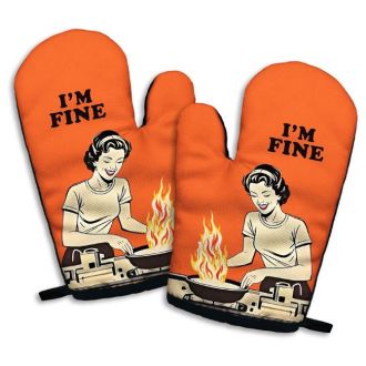 Jxubeuro I am Fine, Funny Silicone Non-Slip Oven Mitts Sets of 2