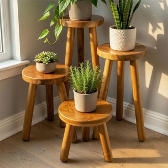 Nexcenstore Handmade Teak Plant Stand 