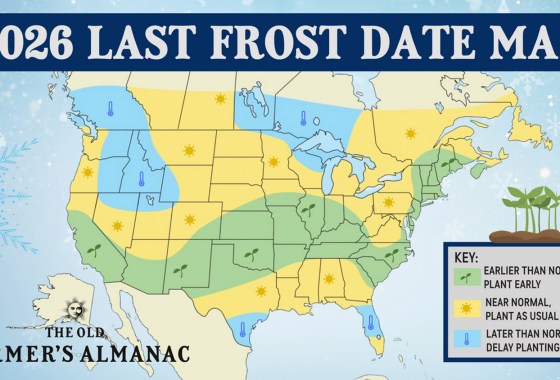 The Old Farmer’s Almanac has released its ‘Last Frost Date’ map