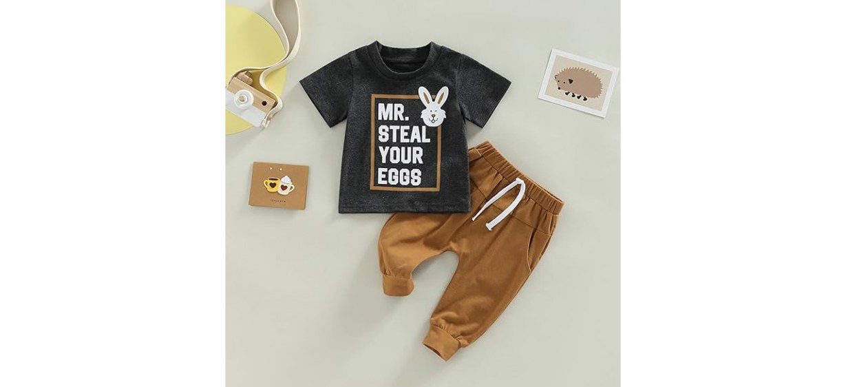 MA&amp;BABY Easter Baby Rabbit Print T-Shirt +Sweatpants