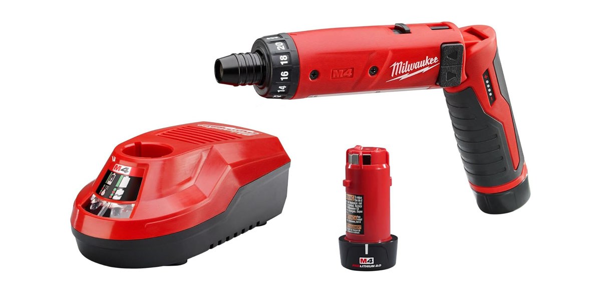 Milwaukee 2101-22 M4 1/4 Hex Screwdriver Kit W/2 Bat