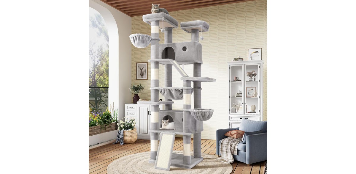 SHA CERLIN 81in Multi-Level Tall Cat Tree Tower