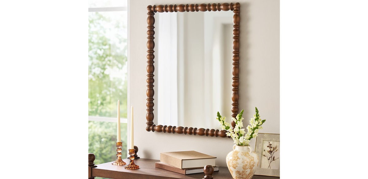 The Pioneer Woman Harper Spindle Wood Decorative Wall Mirror