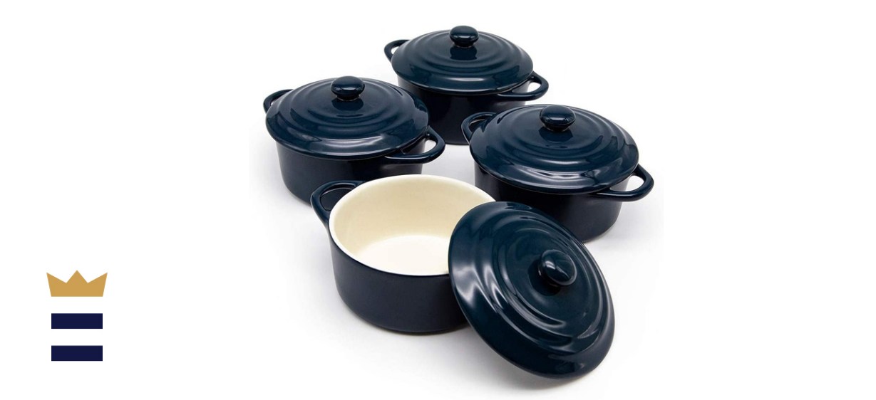 12oz Mini Cocotte, by Kook, Casserole Dish, Ceramic Make, Easy to Lift Lid, Set of 4