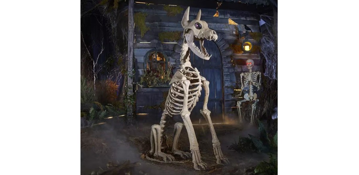 5 ft. Grave &amp; Bones Skelly's Sitting Dog