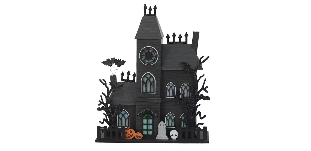 12.25-inch Black Haunted House LED Tabletop Décor by Ashland