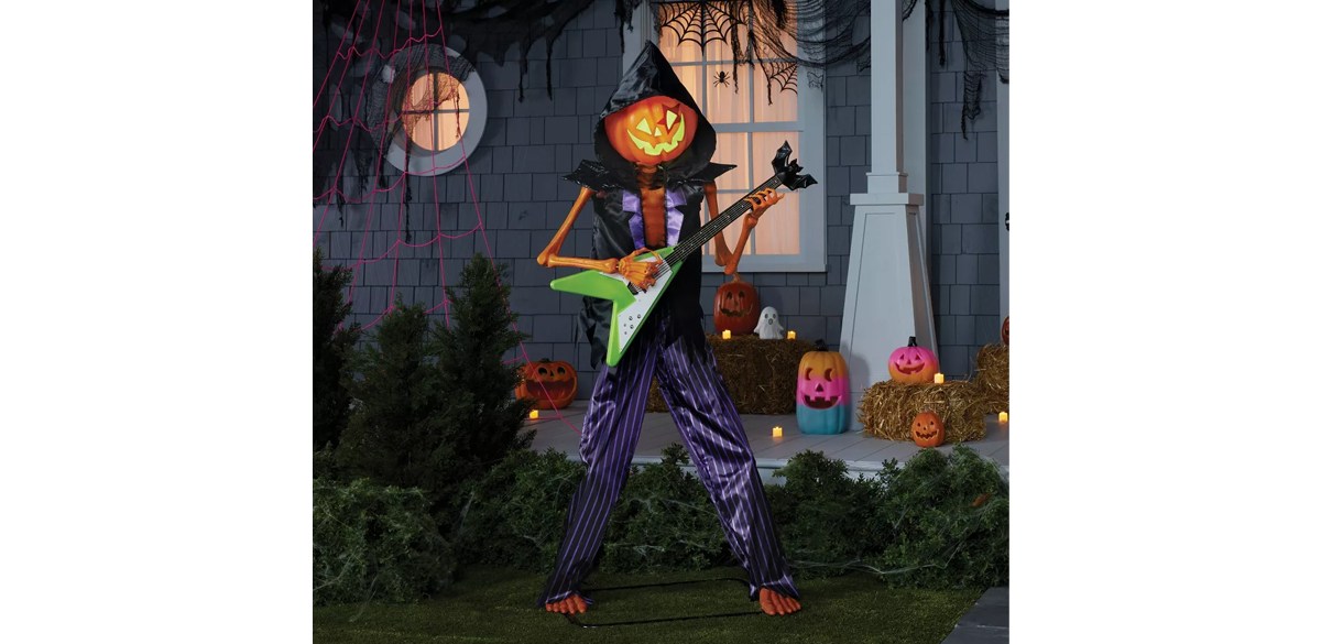 Lewis &amp; Friends 70 inch Pumpkin Rocker Billy Servo Singing Skeleton Halloween Decorative Prop - Hyde &amp; EEK! Boutique