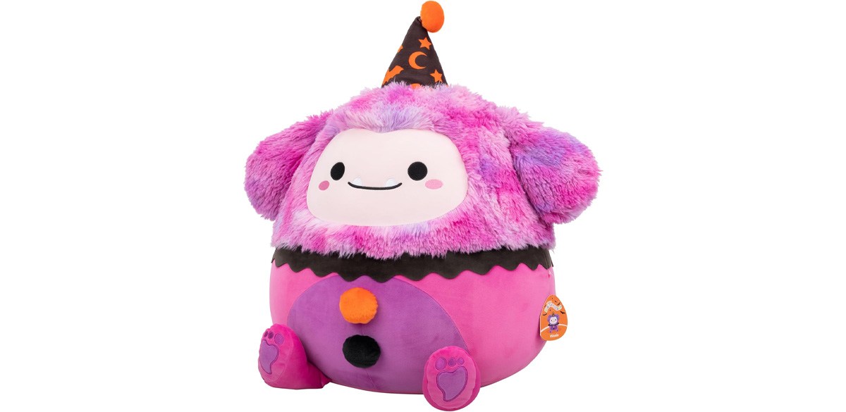 Squishmallows Original 20in Woxie The Magenta Bigfoot in Clown Costume