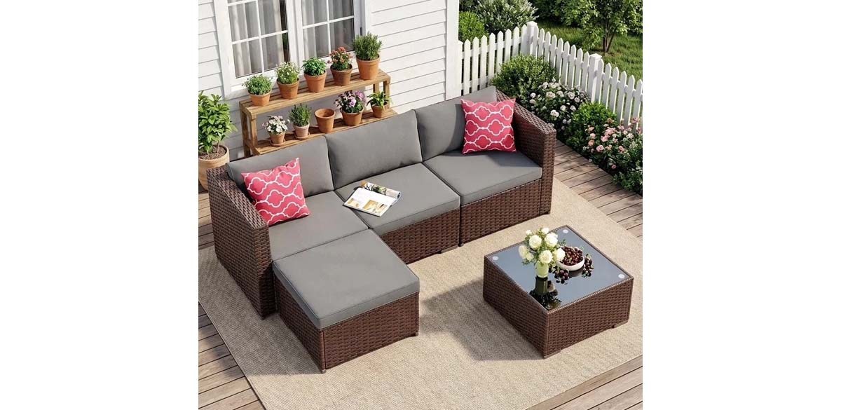 Lofka 5-Piece All Weather PE Wicker Outdoor Conversation Set