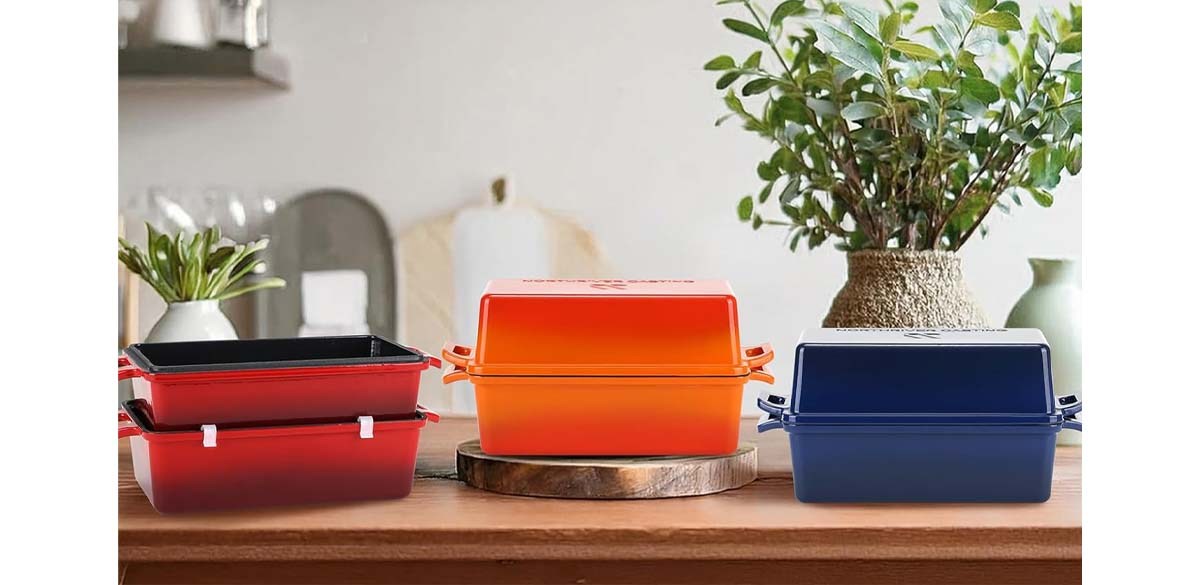 Northriver Enameled Cast Iron Loaf Pan with Lid