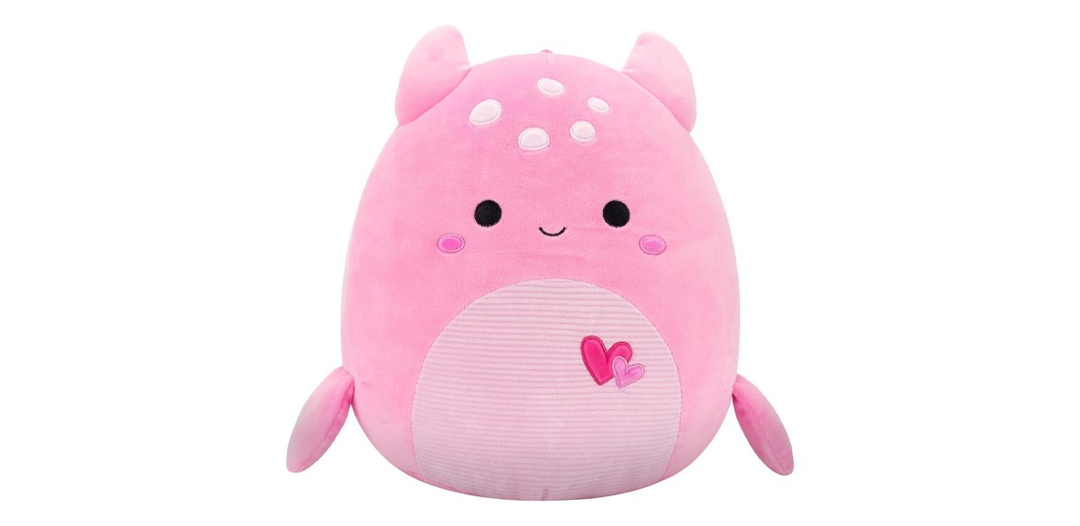 Squishmallows Original 12in Artin The Pink Loch Ness Monster with Hearts