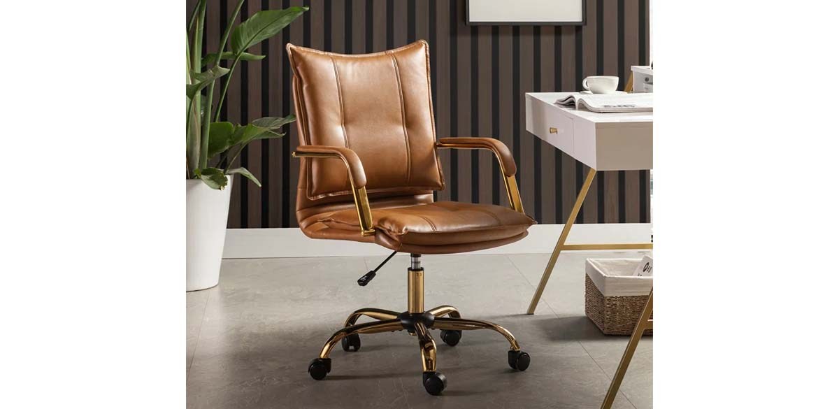 Willa Arlo Interiors Lundgren Faux Leather Task Chair with Padded Arms