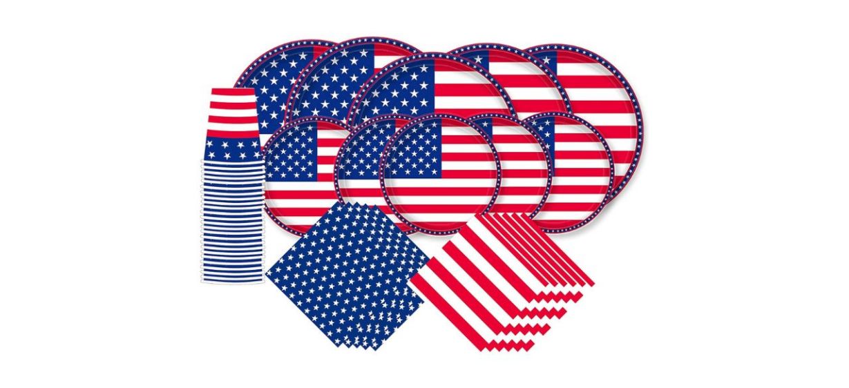 Gatherfun American Flag Patriotic Party Supplies