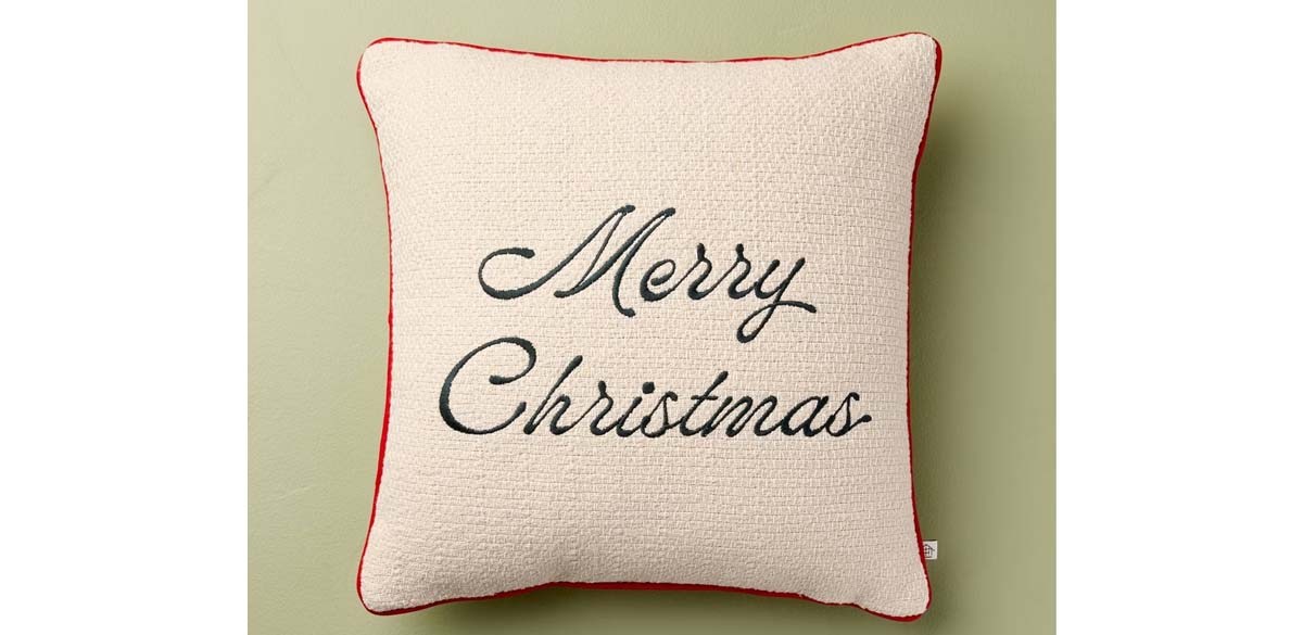 Merry Christmas Icon Square Toss Pillow Cream-Red Edge - Hearth &amp; Hand with Magnolia