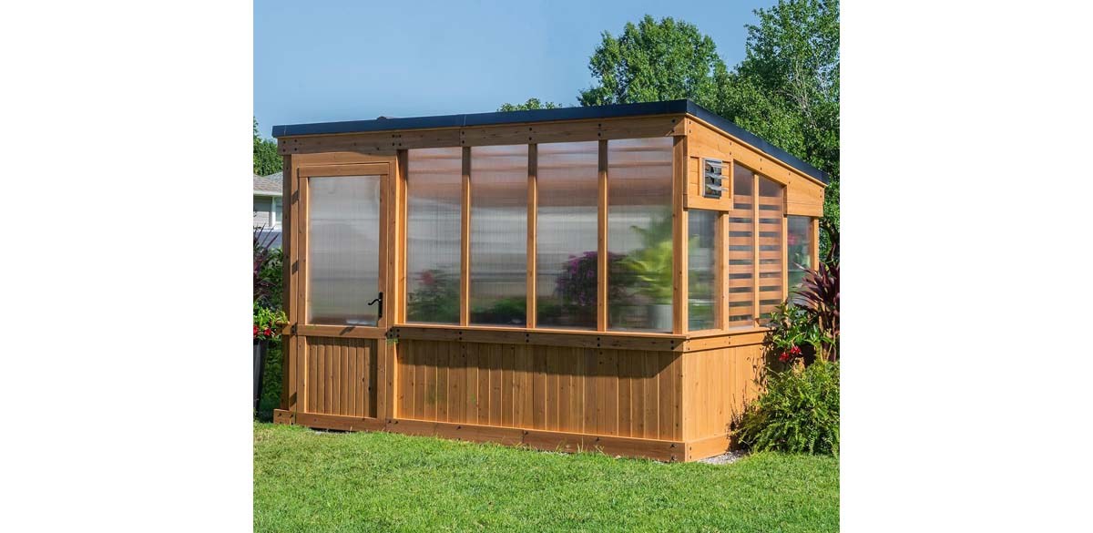 Backyard Discovery Zalie 11 x 7 Cedar Wood and Polycarbonate Walk-in Greenhouse Kit