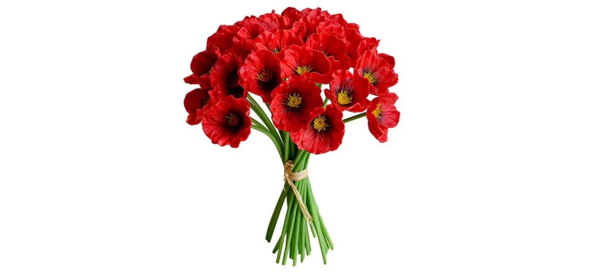 Mandy's 30pcs Red Artificial Poppy Silk Flowers