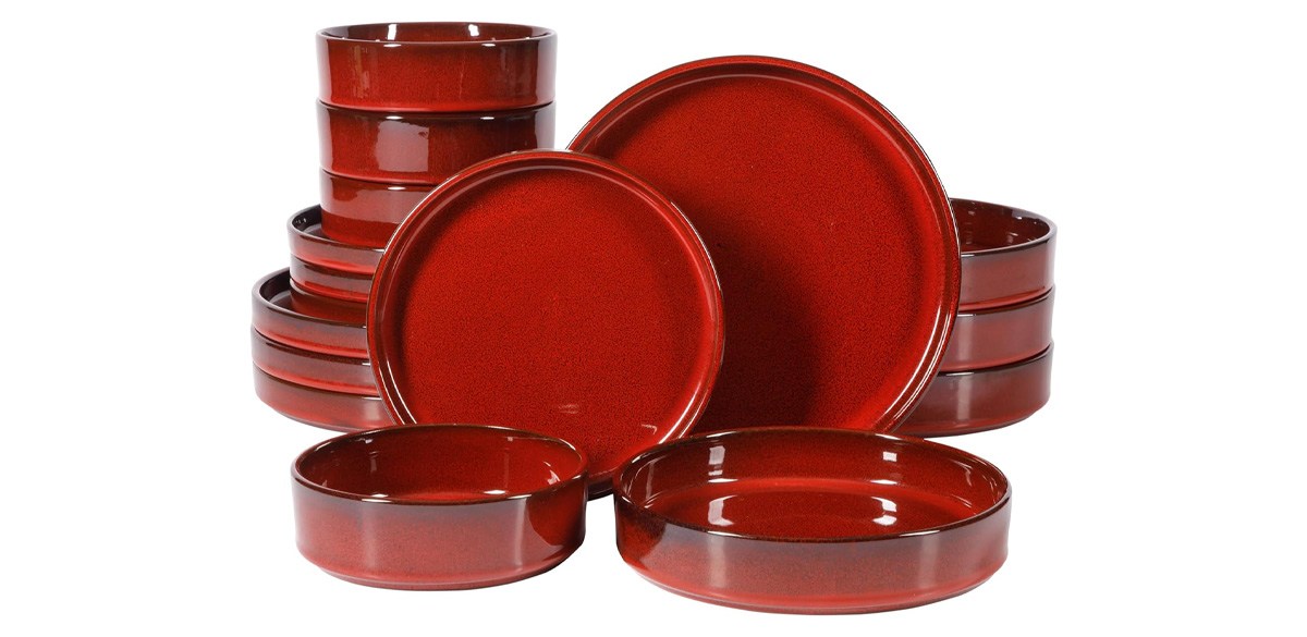  Bloomhouse Santorini Mist Double Bowl Terracotta Reactive Glaze Plates and Bowls Dinnerware Set