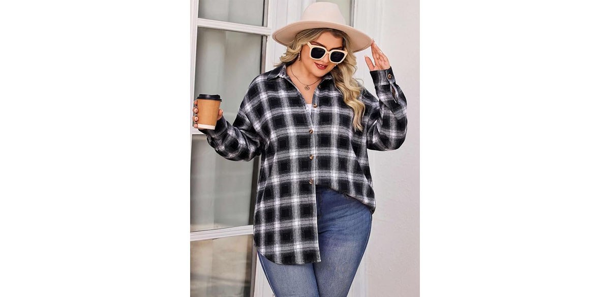IN'VOLAND Women Plus Size Flannel Shirt
