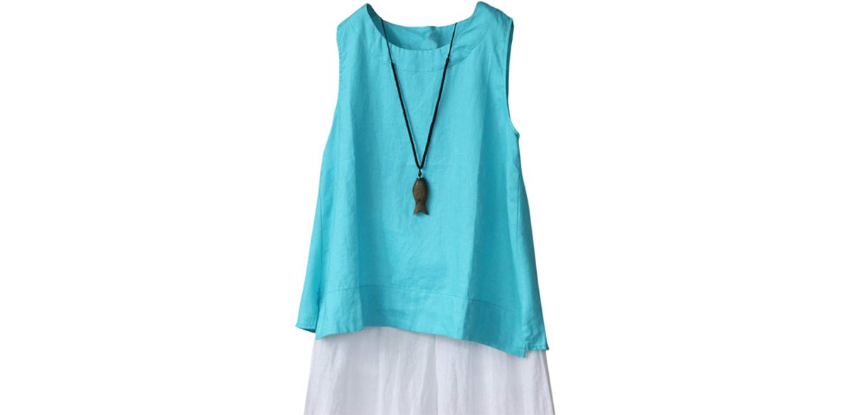IXIMO 100% Linen Sleeveless Linen Tank