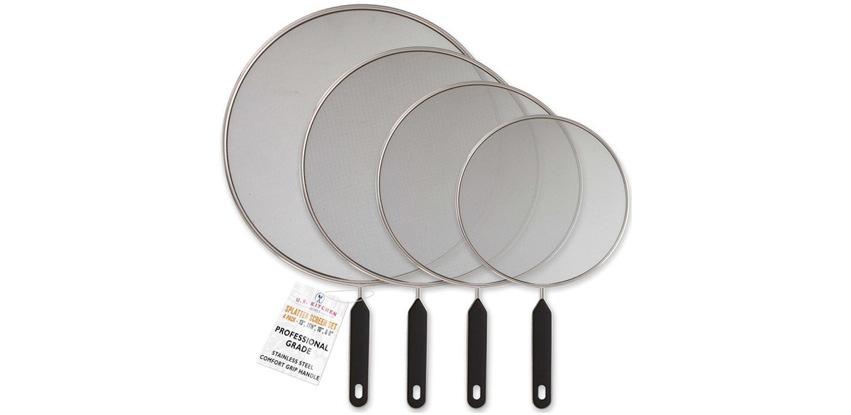 U.S. Kitchen Supply 4-Piece Stainless Steel Splatter Guard Set