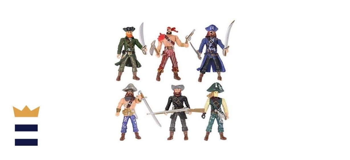 HAPTIME 6 Pcs Pirates Action Figure Playset with 6 Weapons