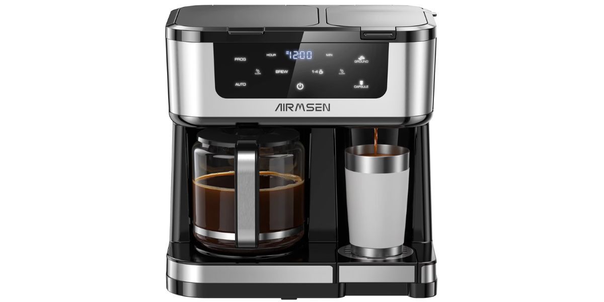 AIRMSEN 12-Cup Drip Coffee Maker with K Cup Combo